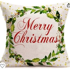 NEW Set of 4 Festive Merry Christmas Pillow Covers, 18"